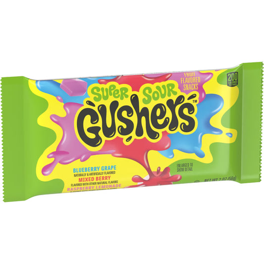 Gushers Super Sour voćni slatkiši u vrećici, borovnica grožđe i malina limun
