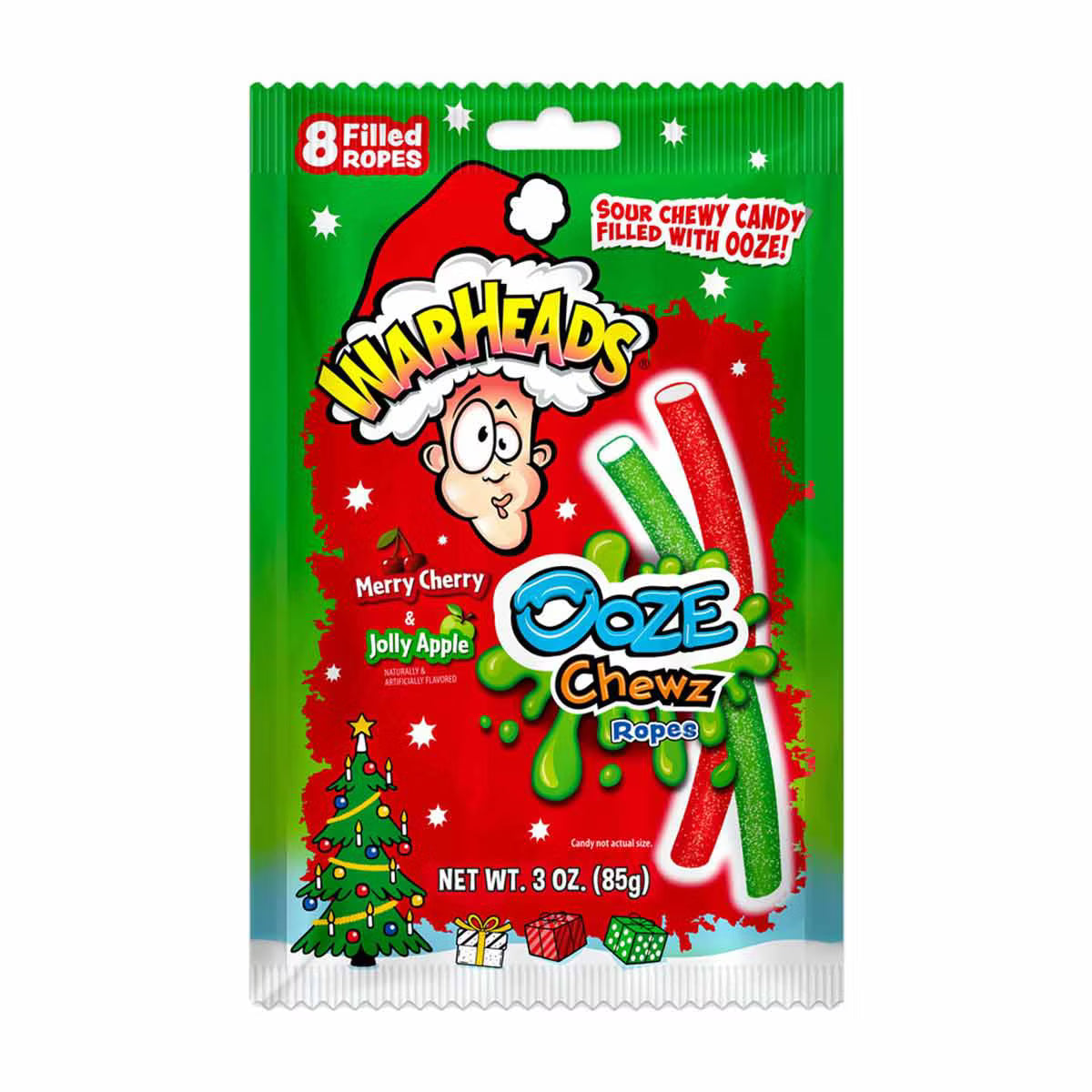 Warheads Ooze Chews Ropes Merry Cherry & Jolly Apple 85g