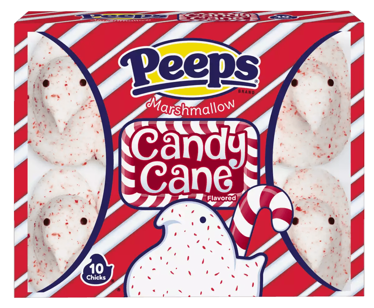 Peeps Candy Cane Chicks 10 Pack 85g - OhMyCandyBox